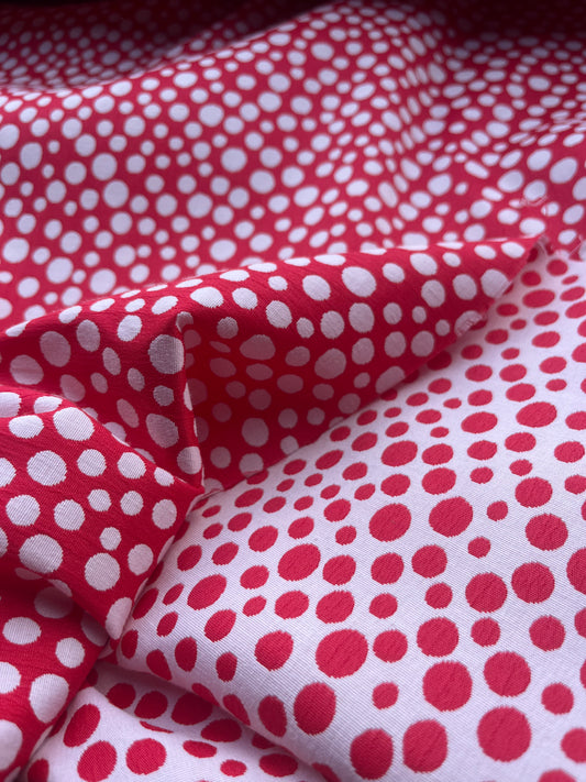 Jacques 003 cotton stretch jacquard red/white dots