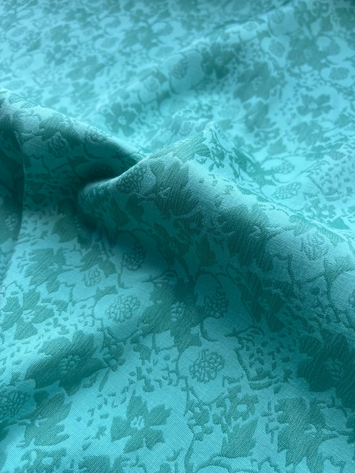 Jacques 004 cotton stretch jacquard soft green flowers