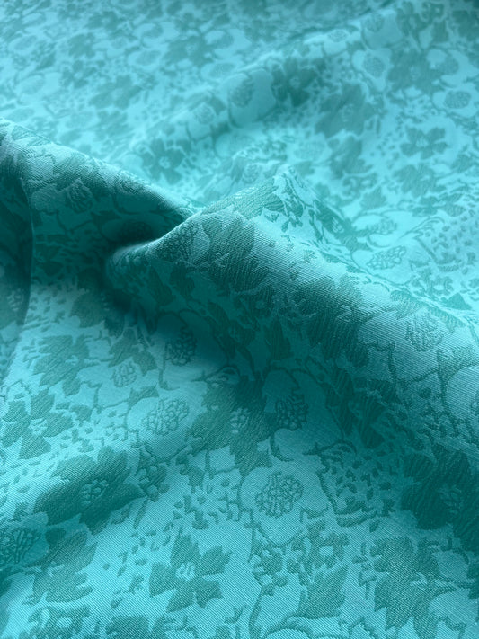 Jacques 004 cotton stretch jacquard soft green flowers