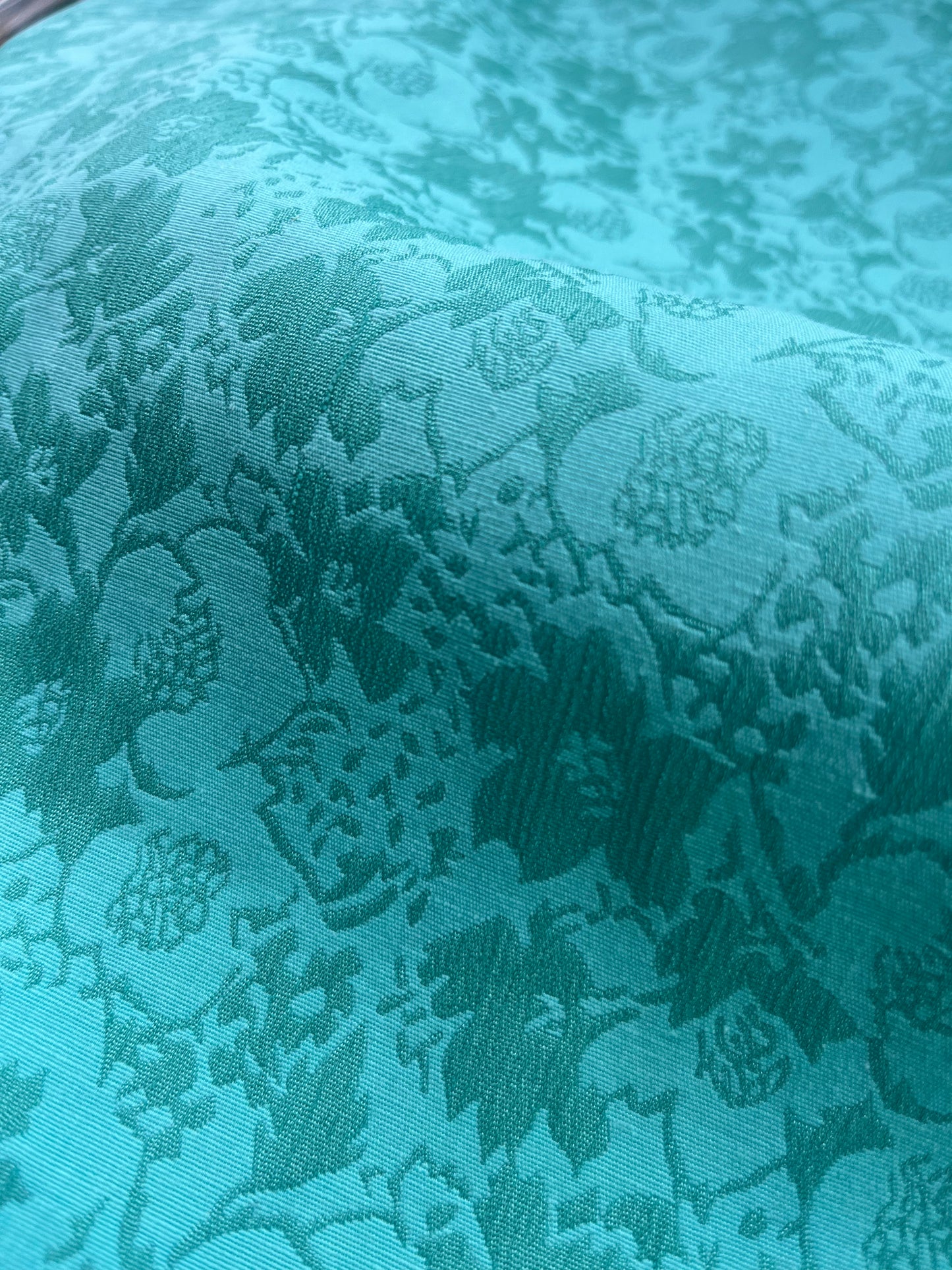 Jacques 004 cotton stretch jacquard soft green flowers