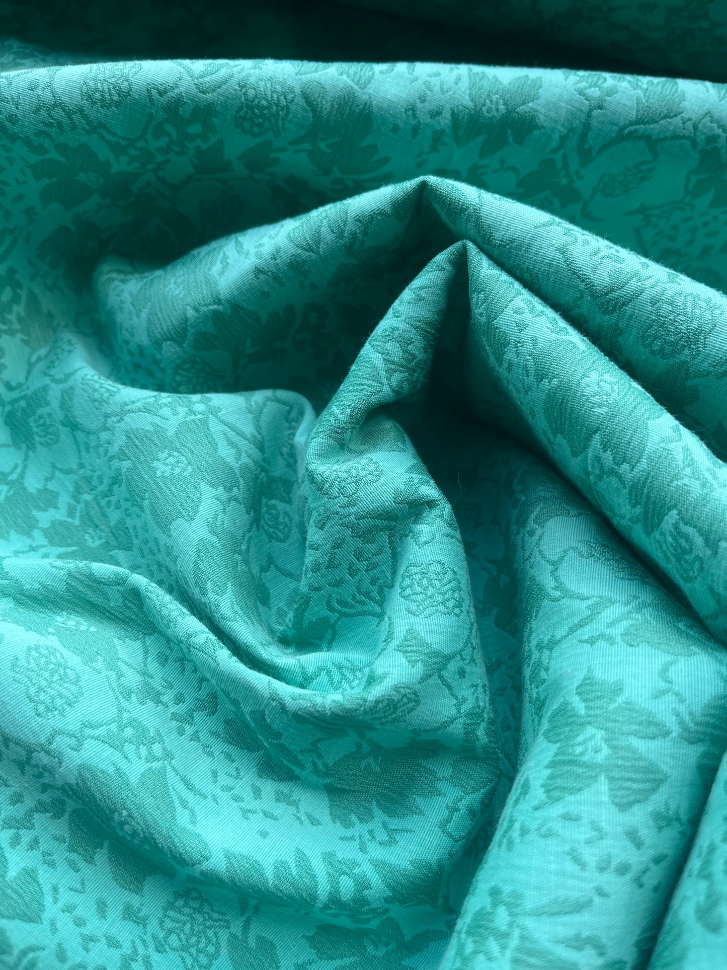 Jacques 004 cotton stretch jacquard soft green flowers