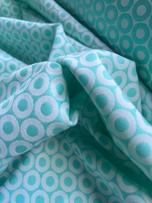 Jacques 005 cotton stretch jacquard soft green circles