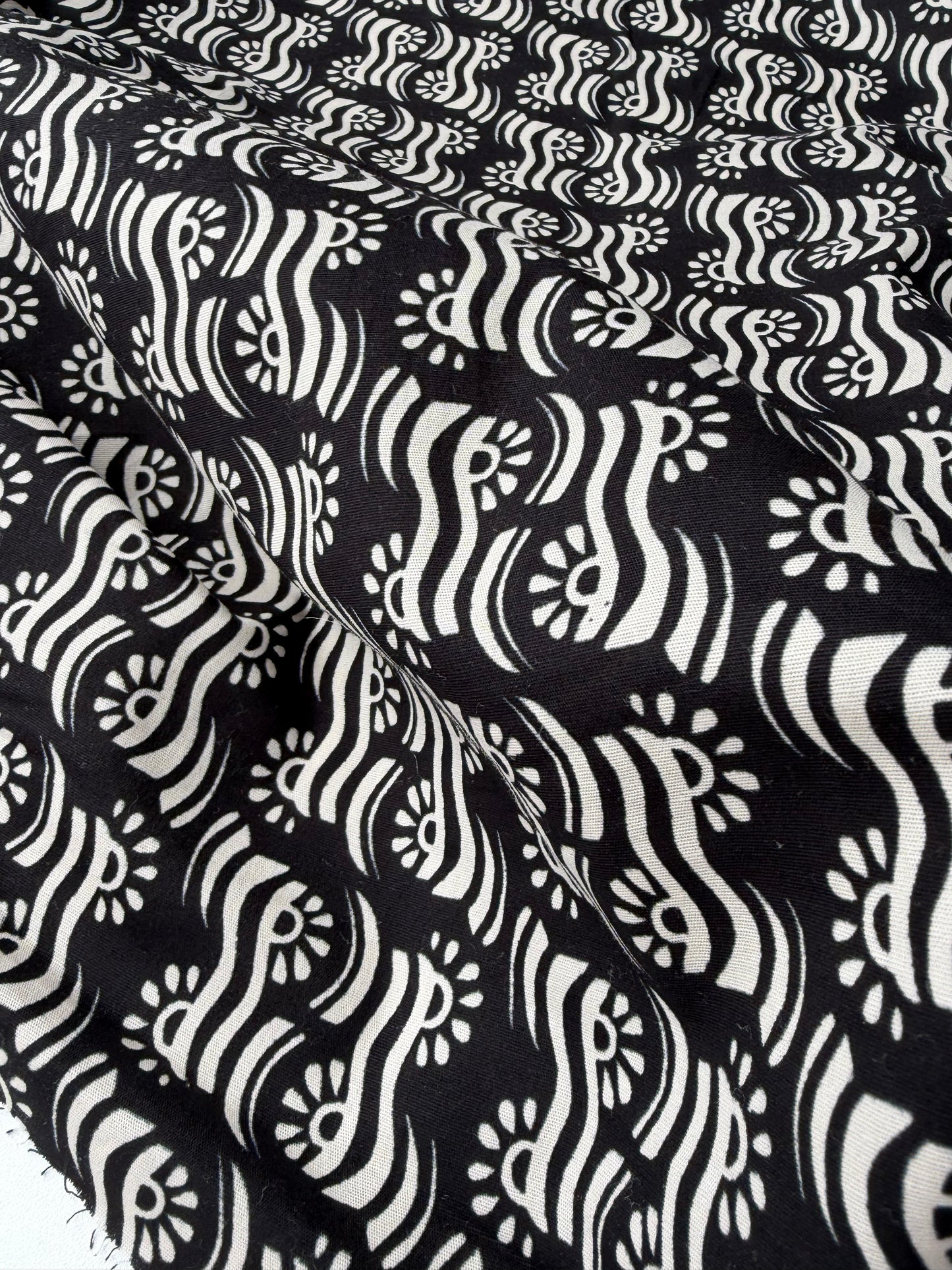 FREDO 007 cotton poplin stretch black/white print