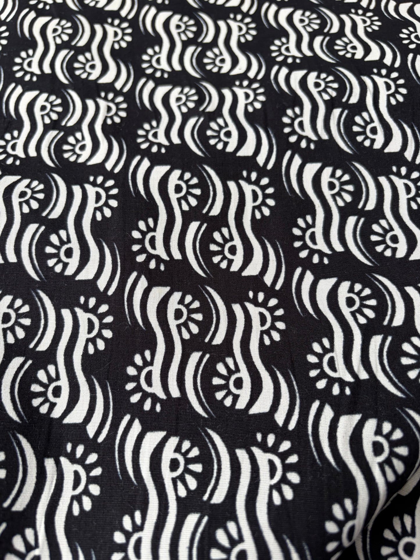FREDO 007 cotton poplin stretch black/white print