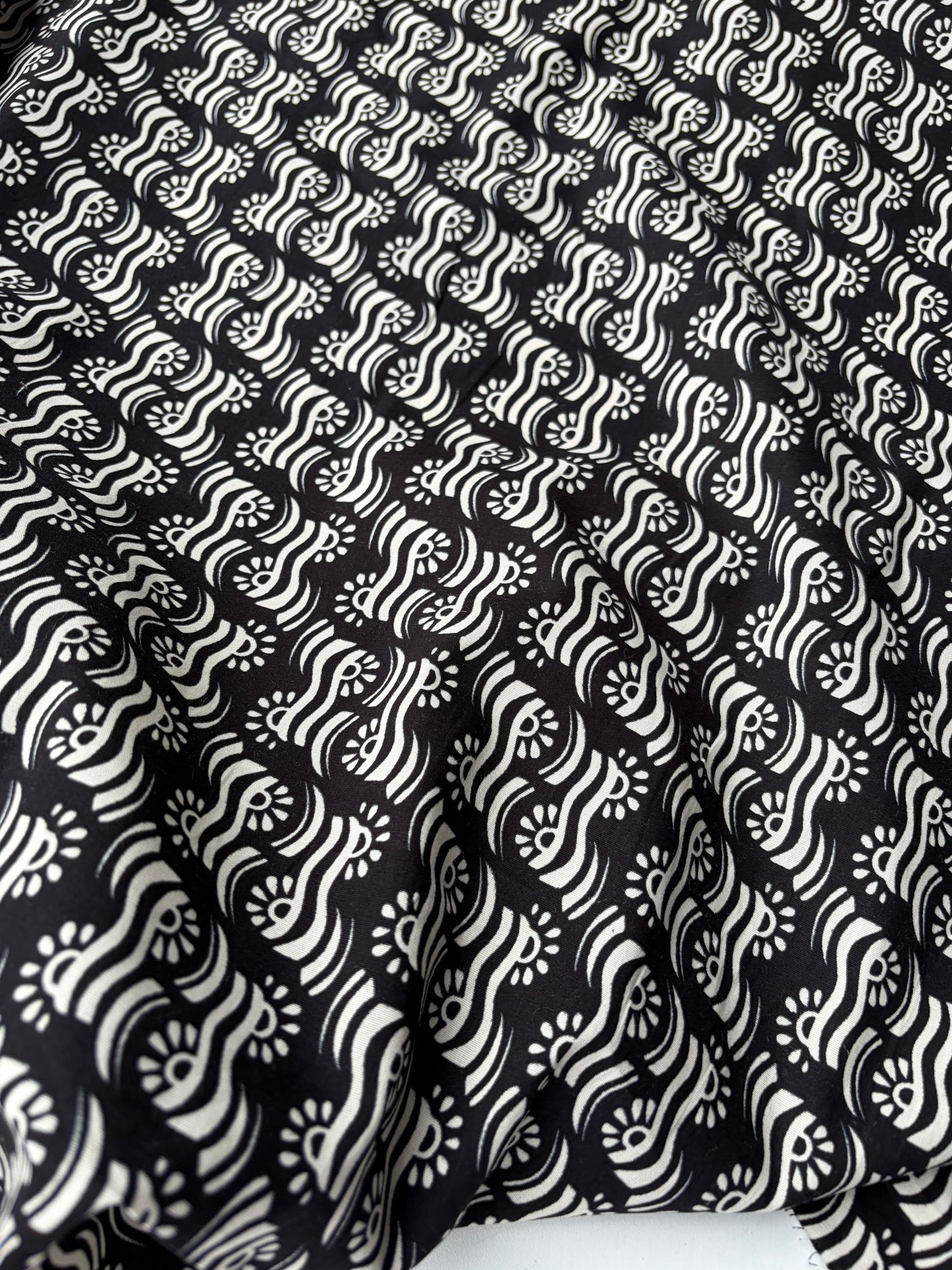 FREDO 007 cotton poplin stretch black/white print