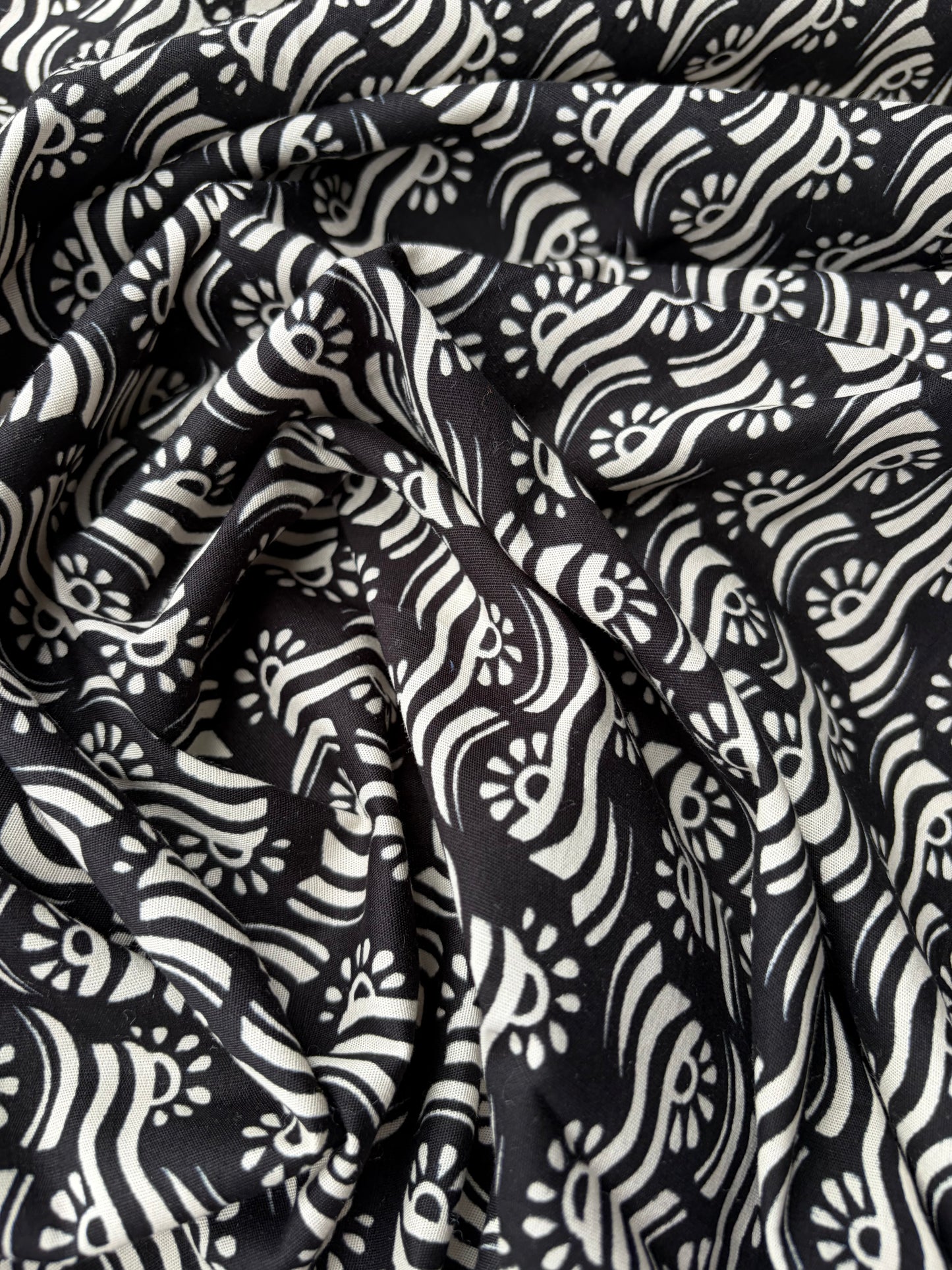 FREDO 007 cotton poplin stretch black/white print