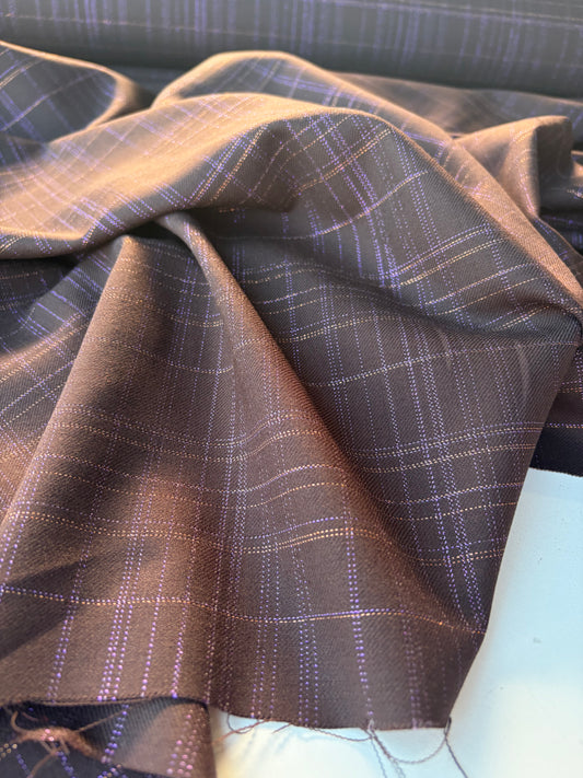 PC LORO 018 brown shiny check wool stretch