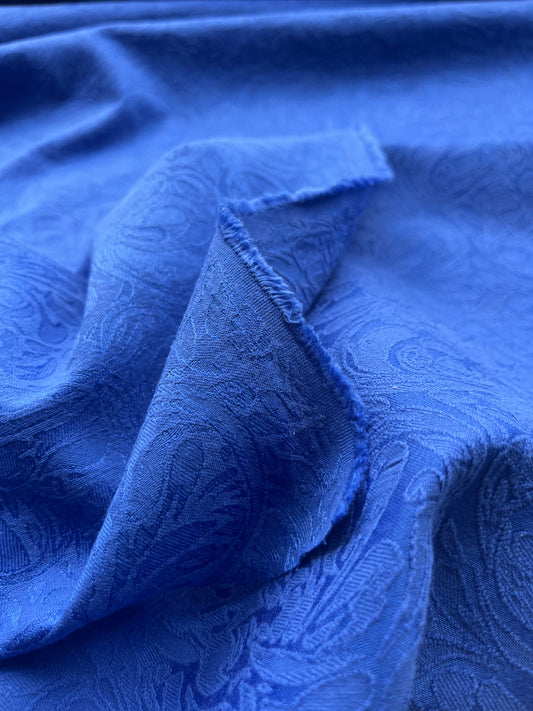 Jacques 014 cotton stretch jacquard electric blue flowers