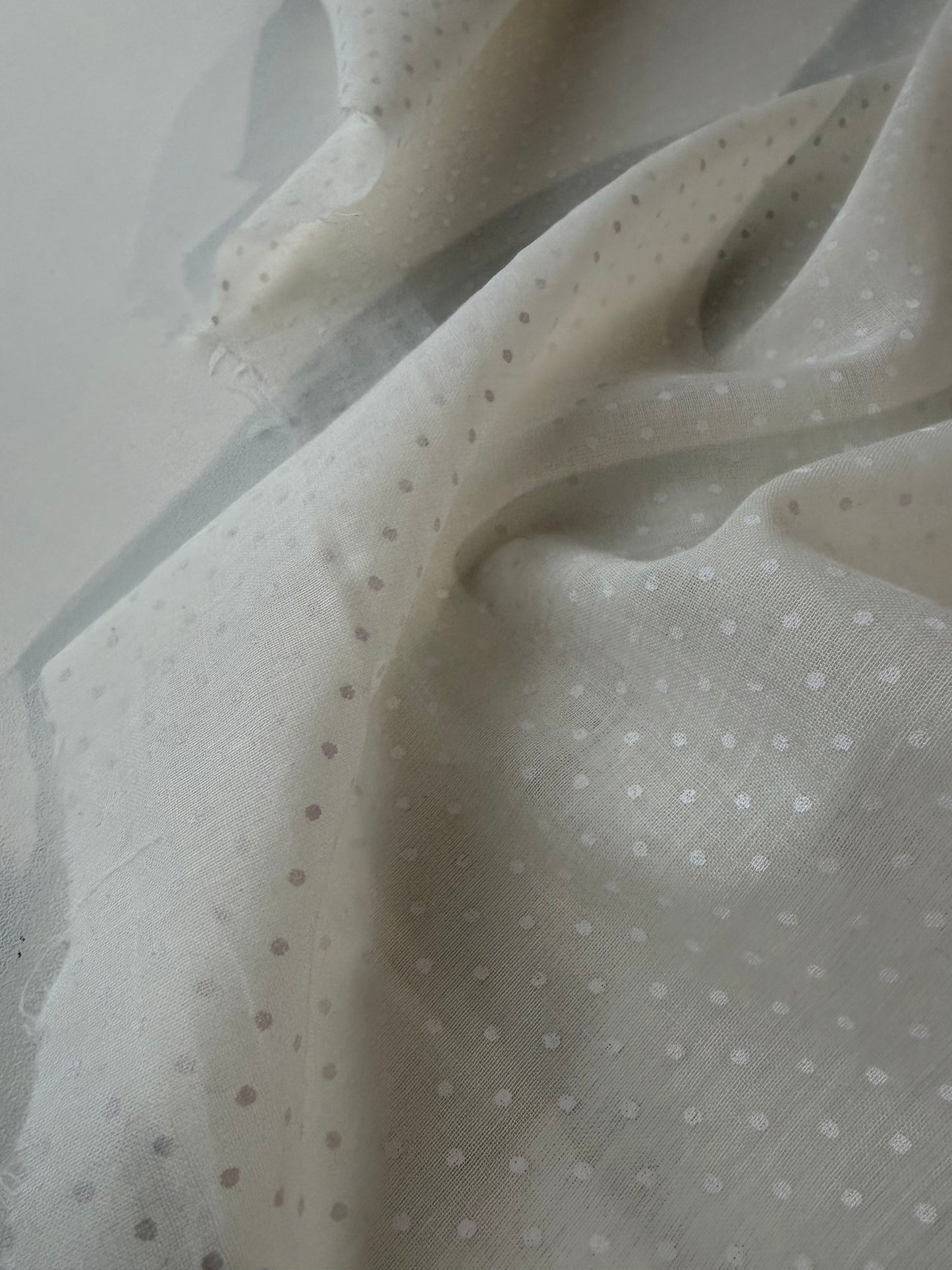 FREDO 011 white cotton voile with white dots