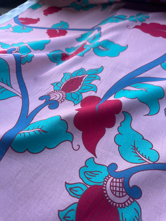 Fatima 002 viscose fibrane with pink flower print
