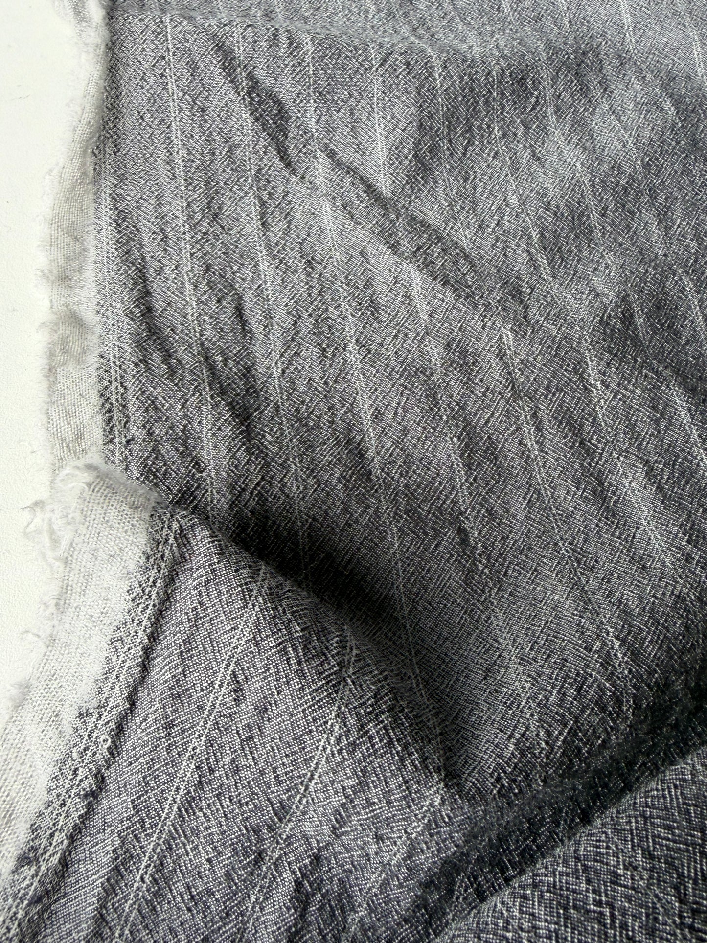 FREDO 019 cotton linen stripes denim look