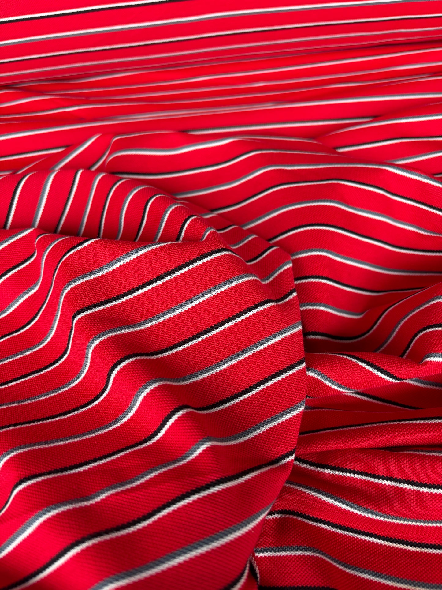 FREDO 021 cotton jersey piqué stripes red