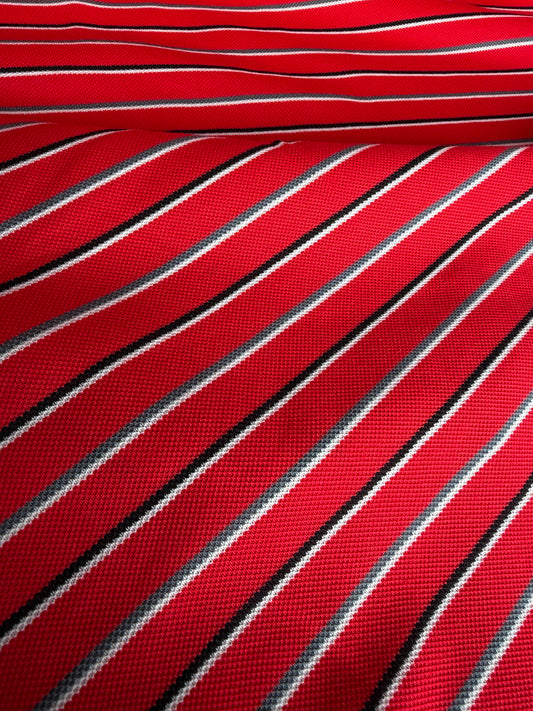 FREDO 021 cotton jersey piqué stripes red