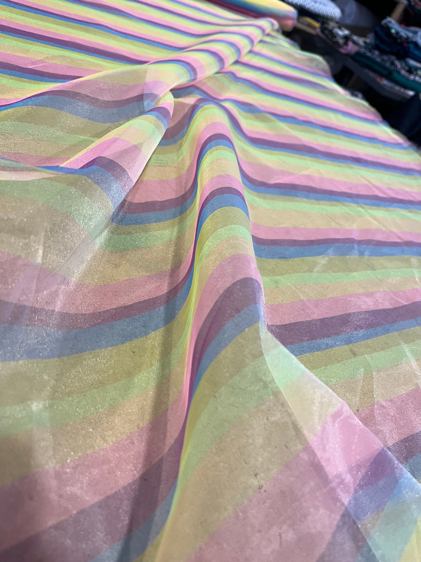 D01 HEIM 033 rainbow stripes organza