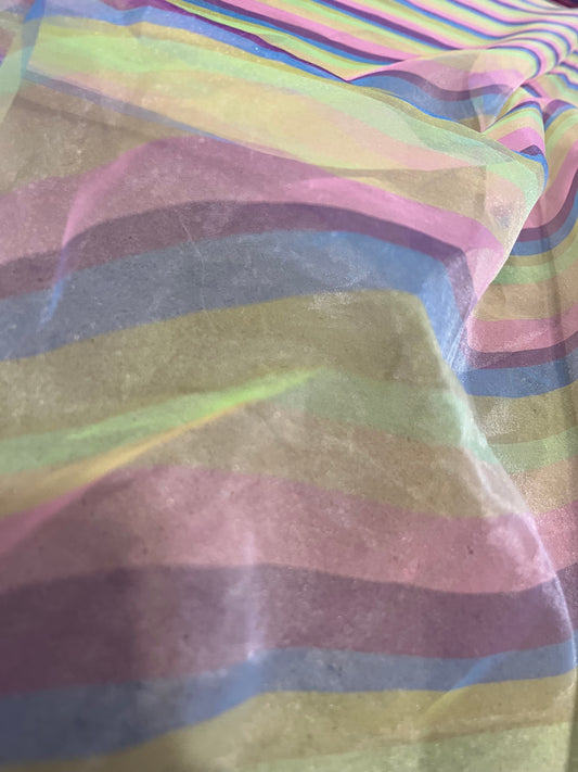 D01 HEIM 033 rainbow stripes organza