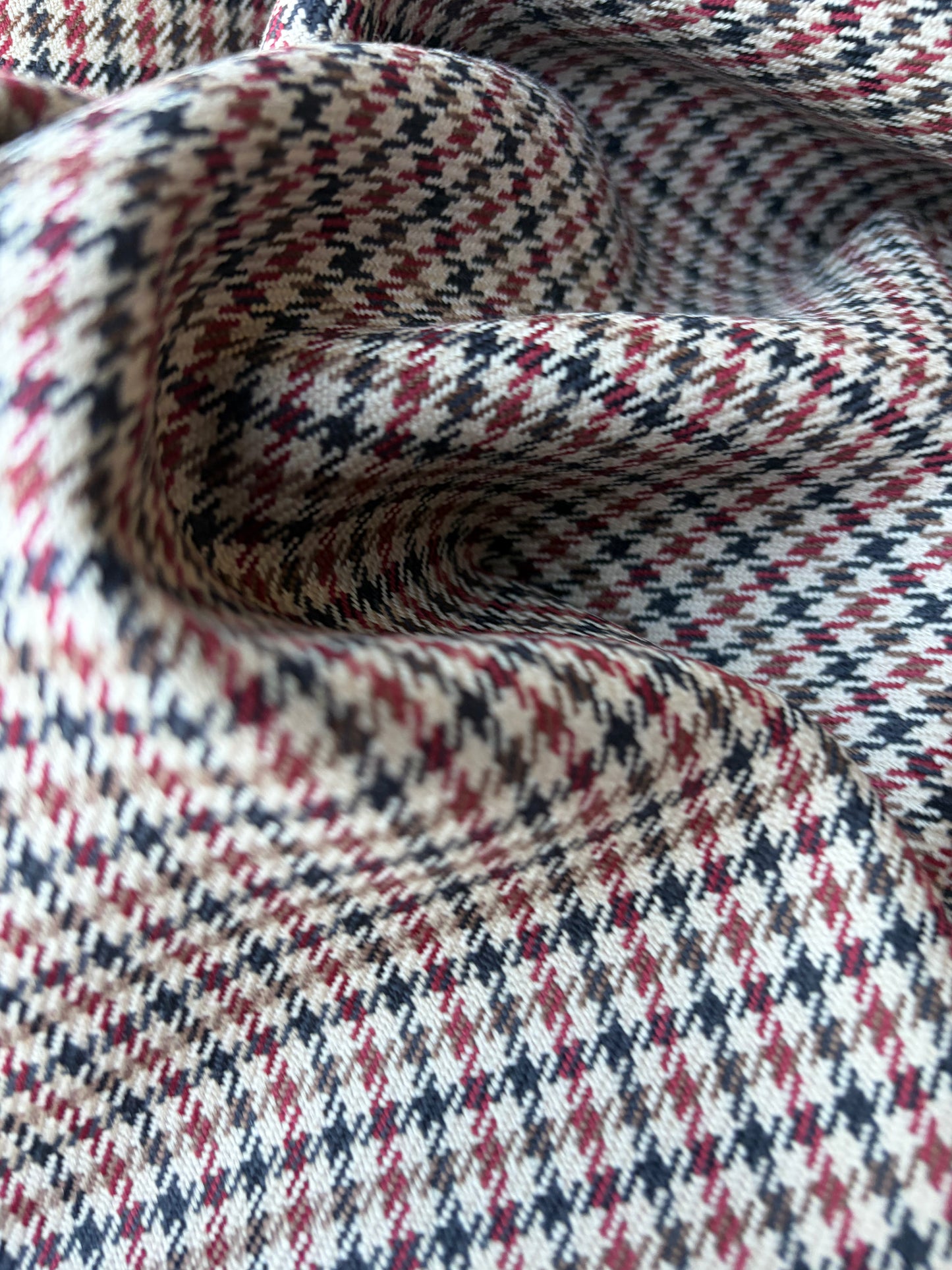 LORO 032 camel/brown/red Prince of Wales wool stretch