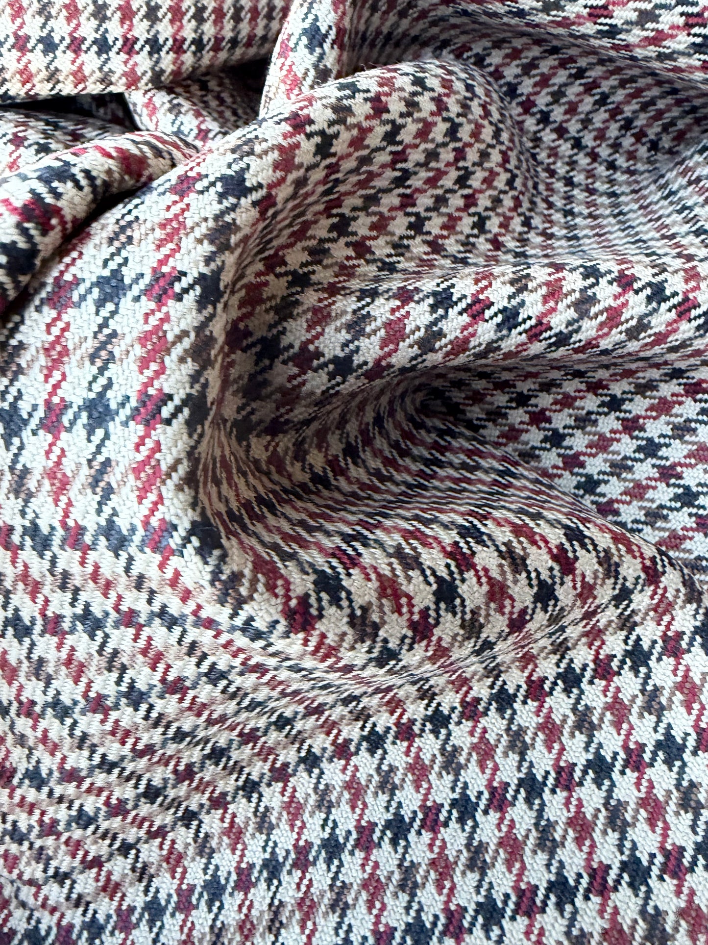 LORO 032 camel/brown/red Prince of Wales wool stretch