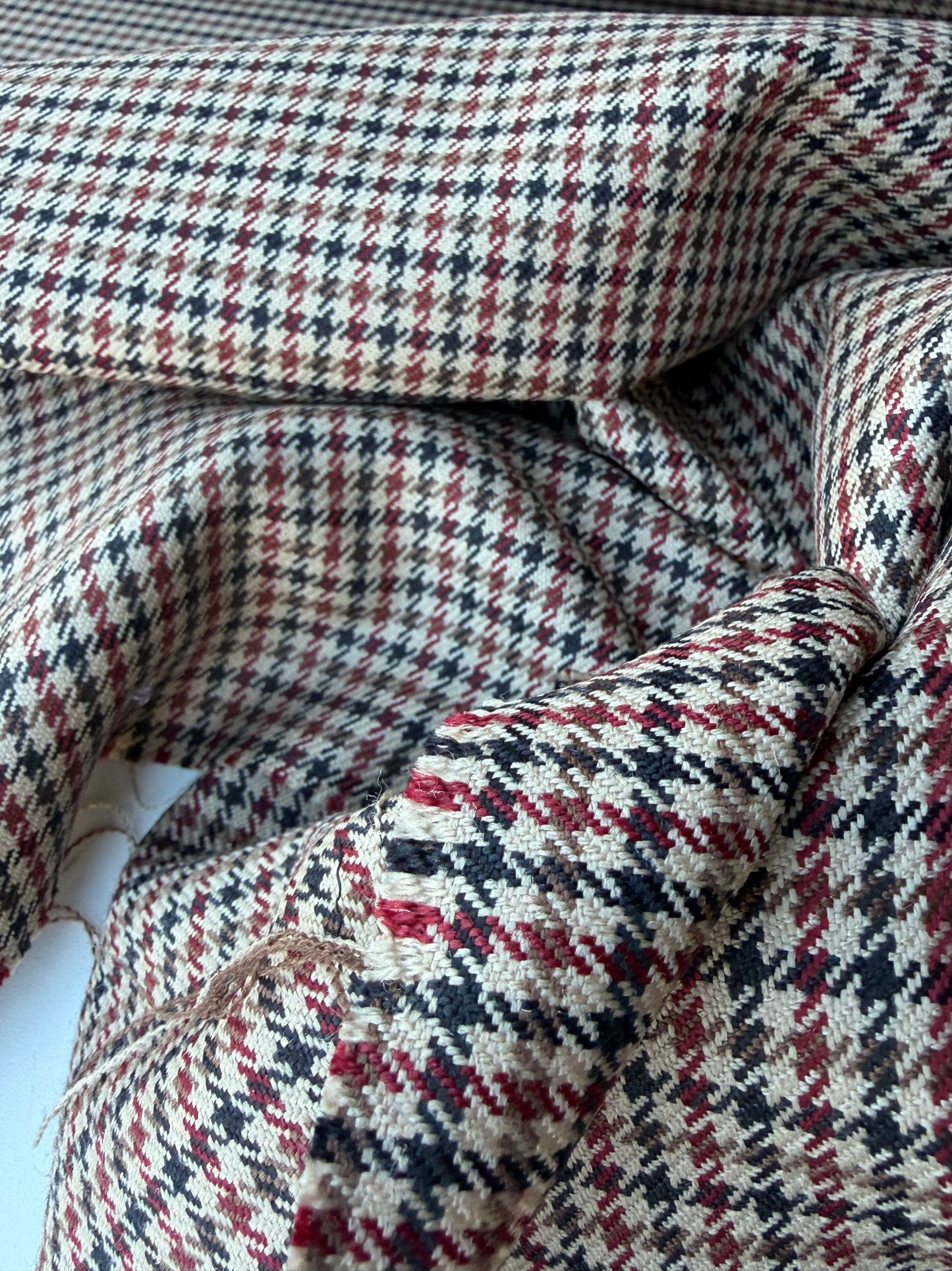LORO 032 camel/brown/red Prince of Wales wool stretch