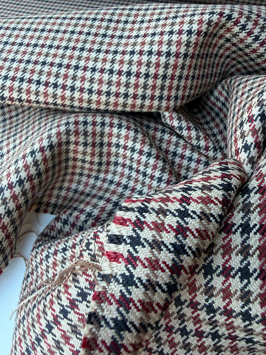 LORO 032 camel/brown/red Prince of Wales wool stretch