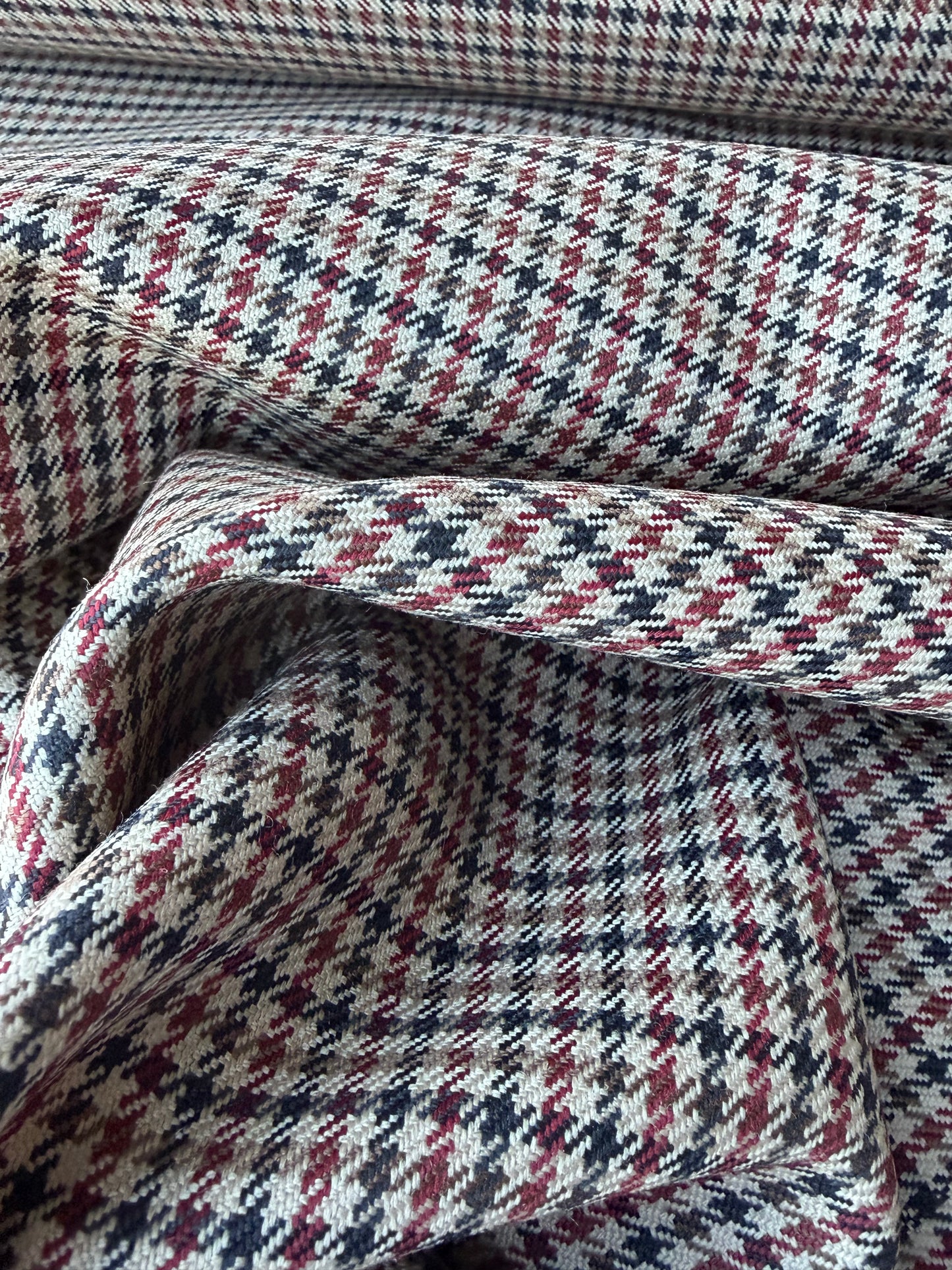 LORO 032 camel/brown/red Prince of Wales wool stretch