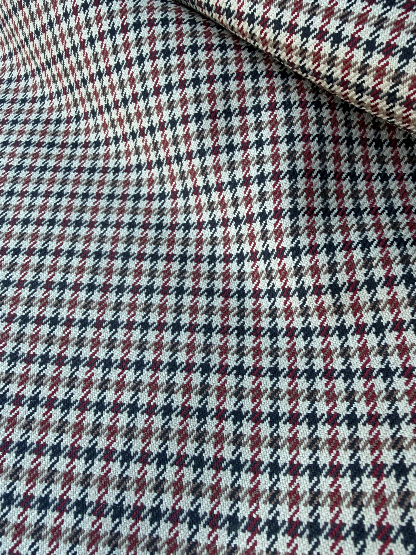 LORO 032 camel/brown/red Prince of Wales wool stretch