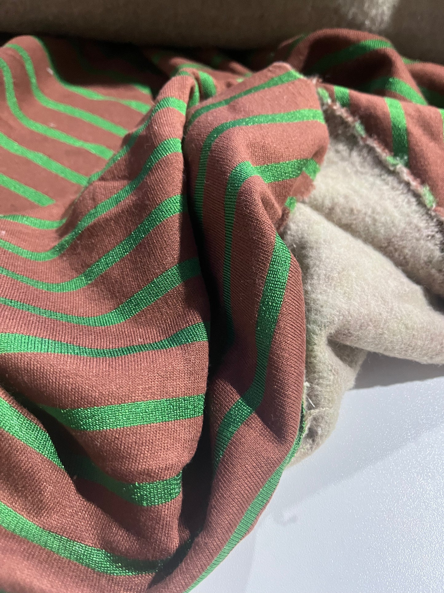 GLADYS 005 sweater stripes green/brown
