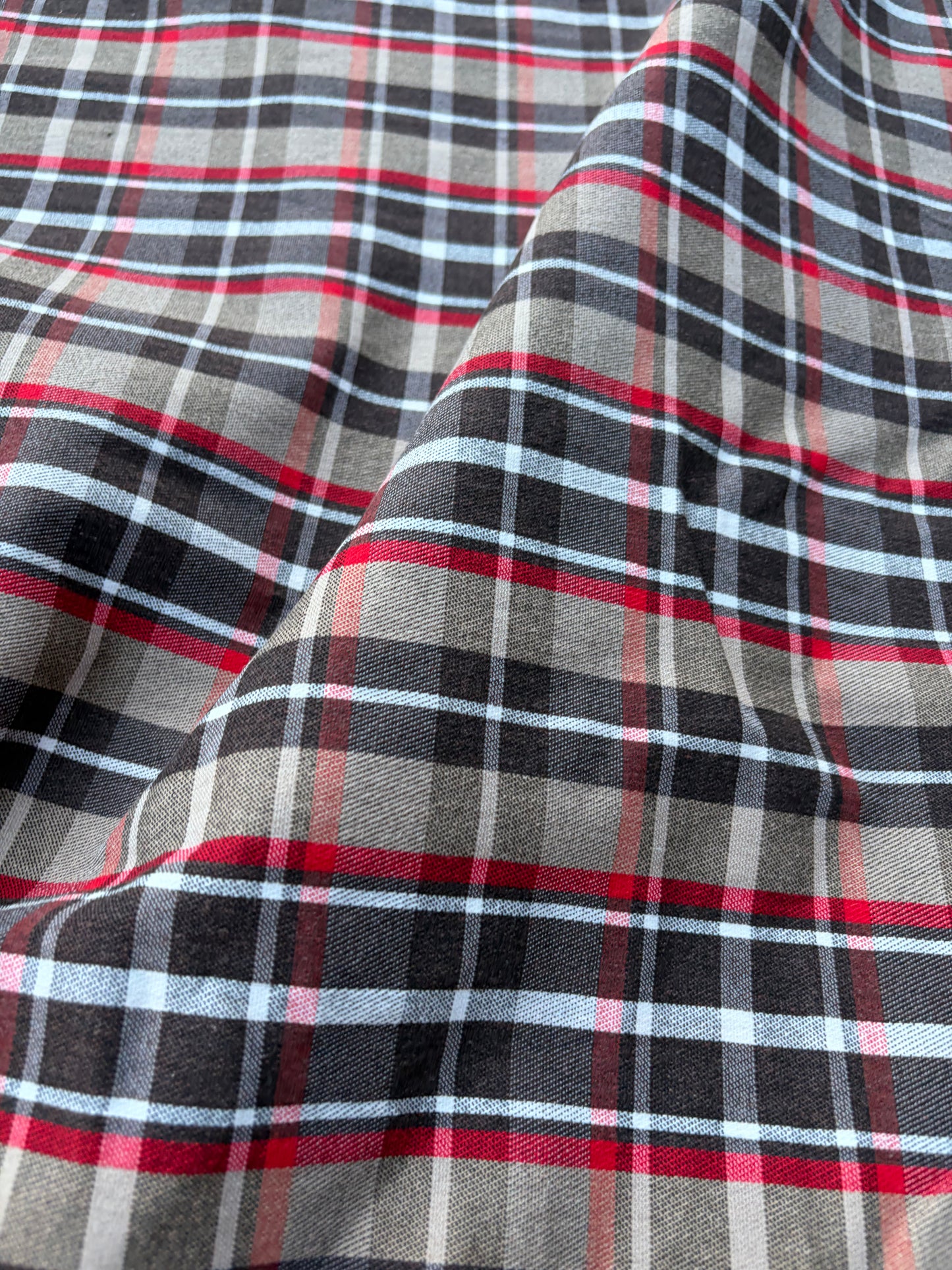 CHARLY 003 red/sand/grey checkered cotton stretch