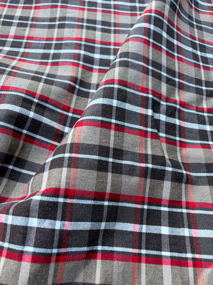 CHARLY 003 red/sand/grey checkered cotton stretch