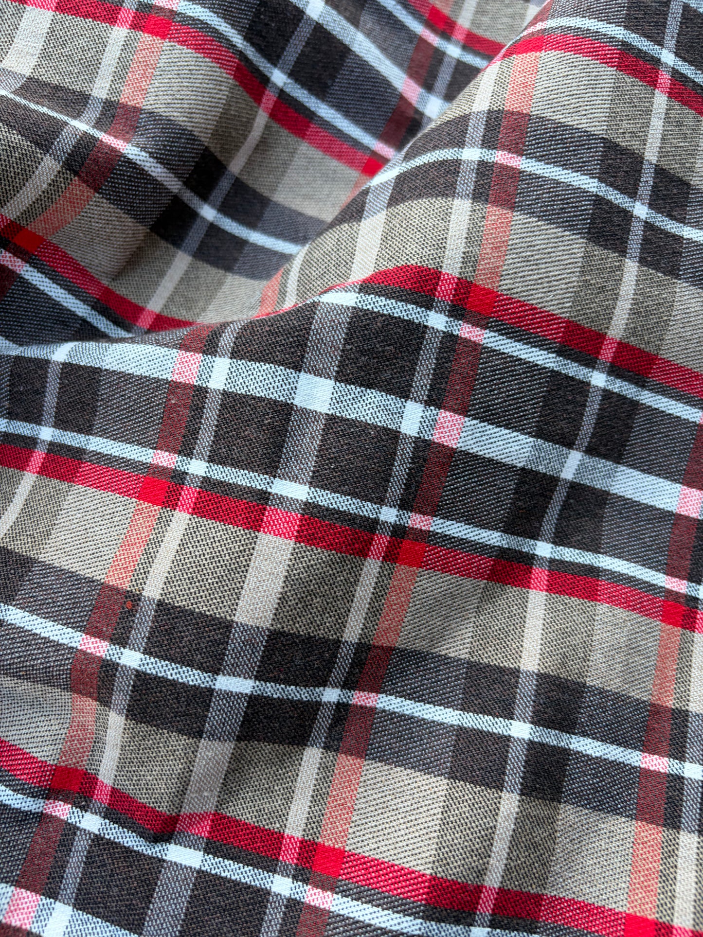 CHARLY 003 red/sand/grey checkered cotton stretch