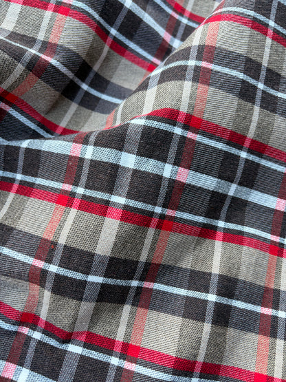 CHARLY 003 red/sand/grey checkered cotton stretch