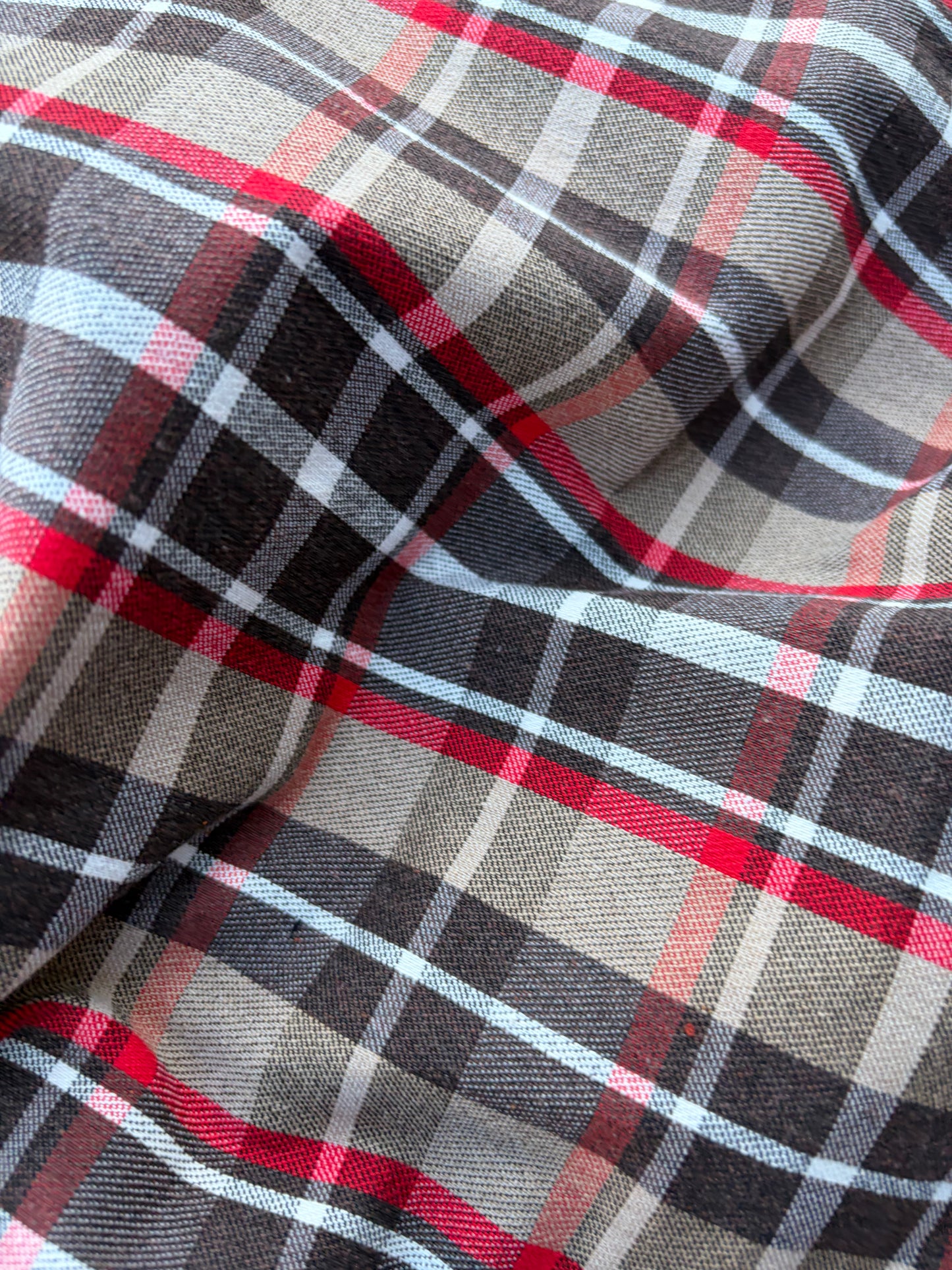 CHARLY 003 red/sand/grey checkered cotton stretch