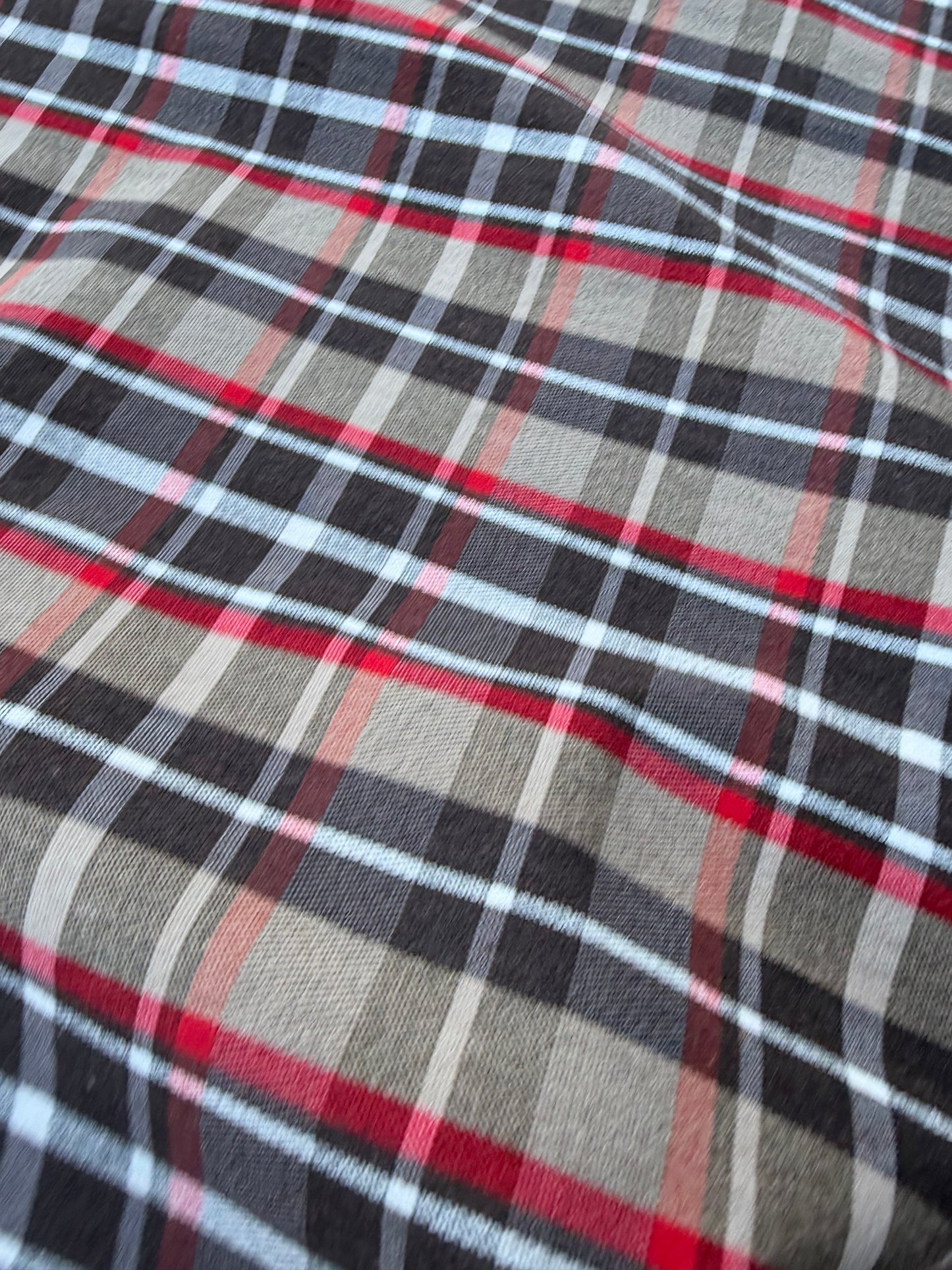 CHARLY 003 red/sand/grey checkered cotton stretch