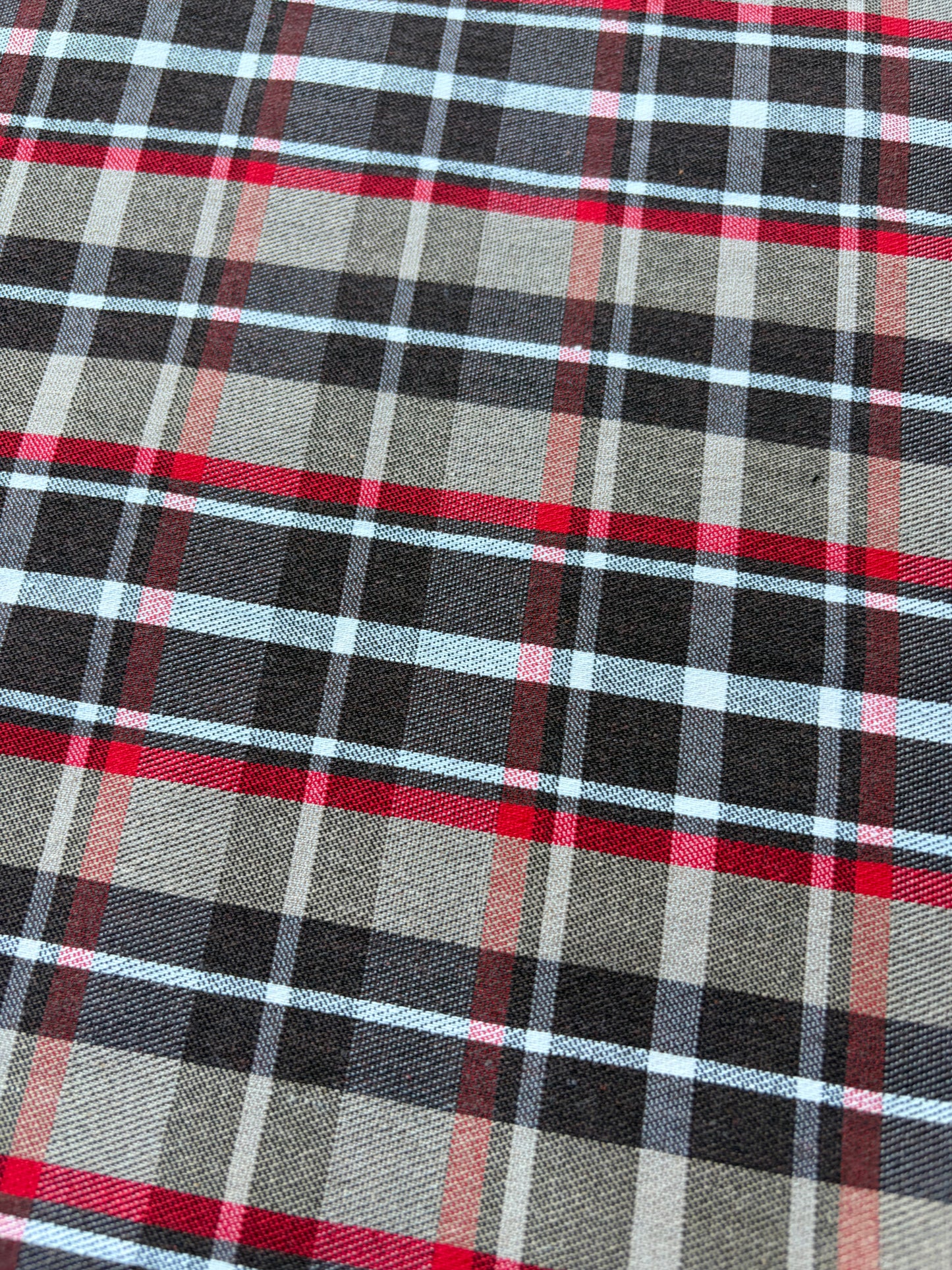 CHARLY 003 red/sand/grey checkered cotton stretch