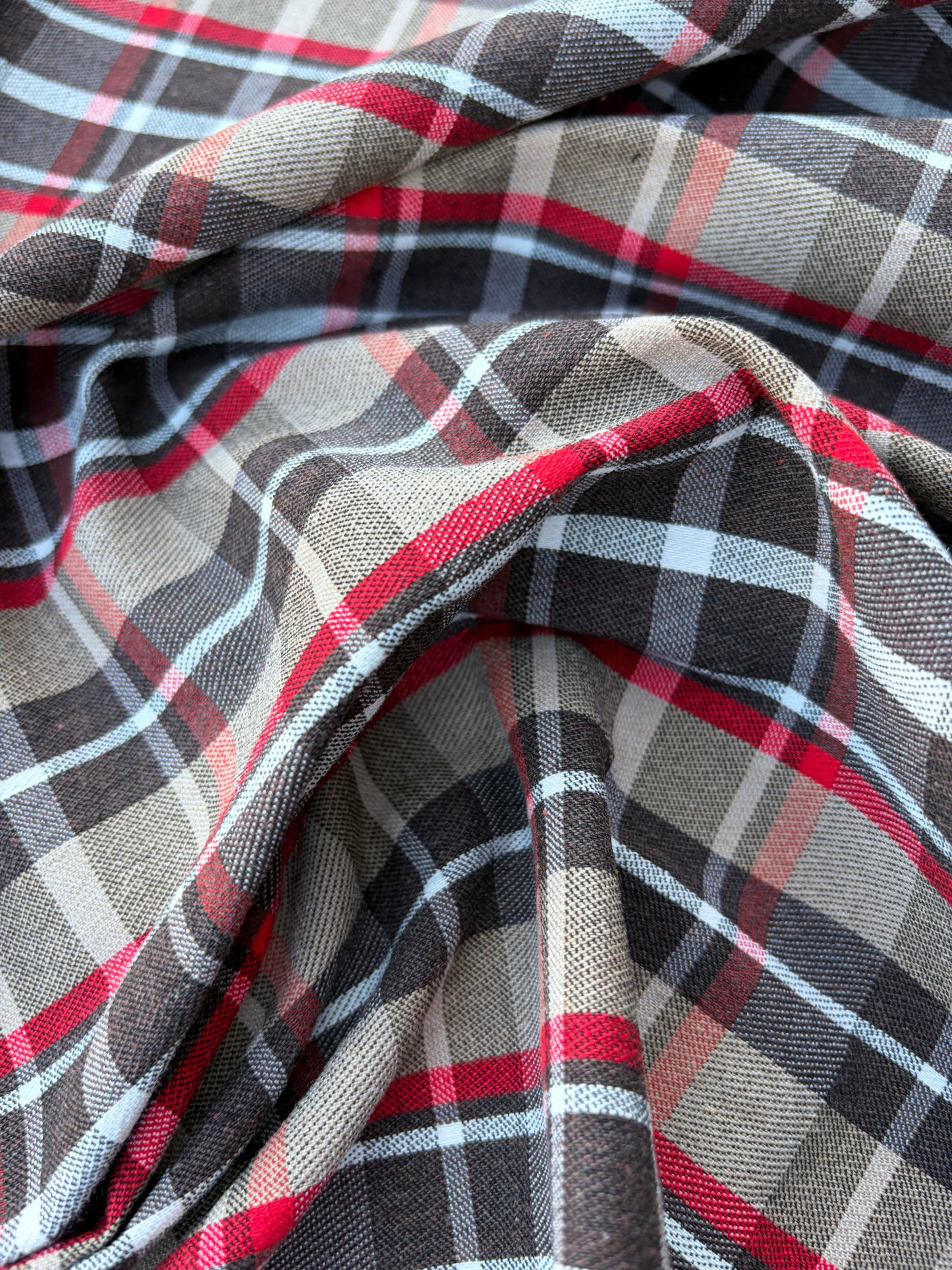 CHARLY 003 red/sand/grey checkered cotton stretch