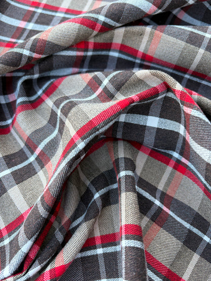 CHARLY 003 red/sand/grey checkered cotton stretch