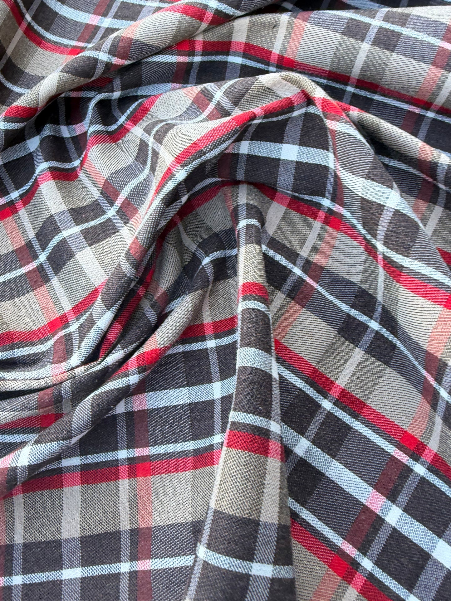 CHARLY 003 red/sand/grey checkered cotton stretch