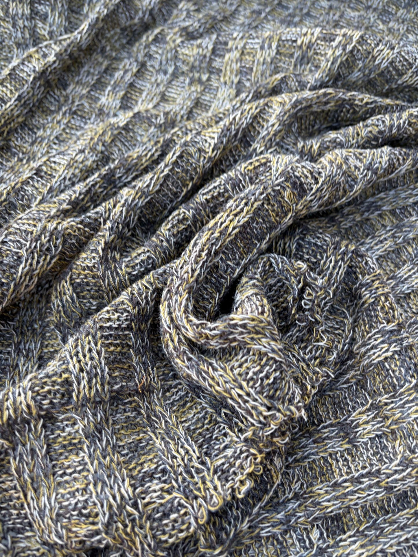 CHARLY 008 khaky/brown mélange knitted cable cotton/wool