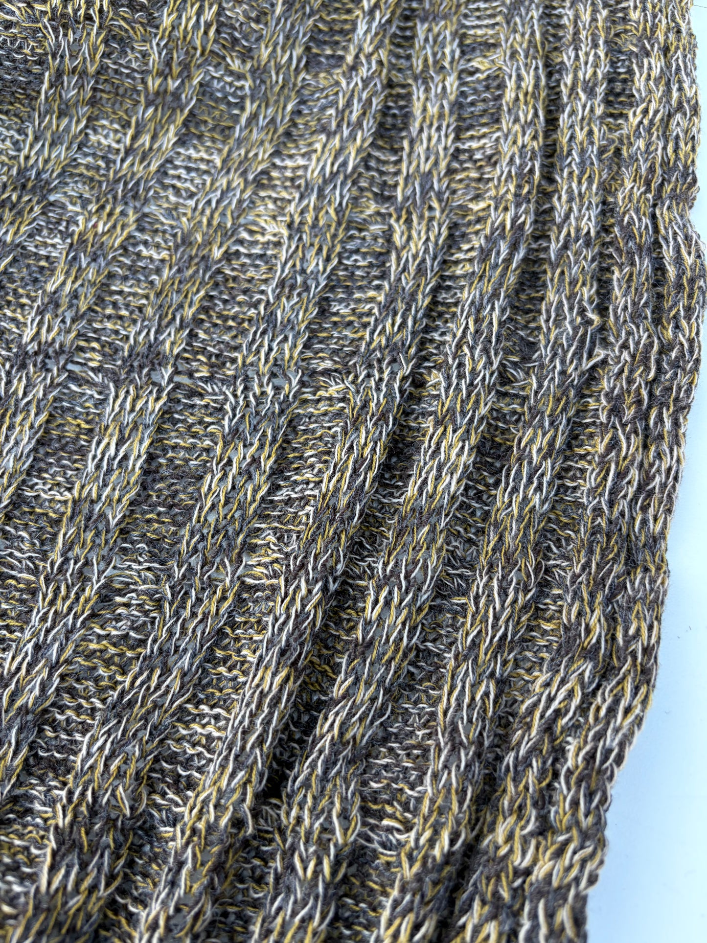 CHARLY 008 khaky/brown mélange knitted cable cotton/wool