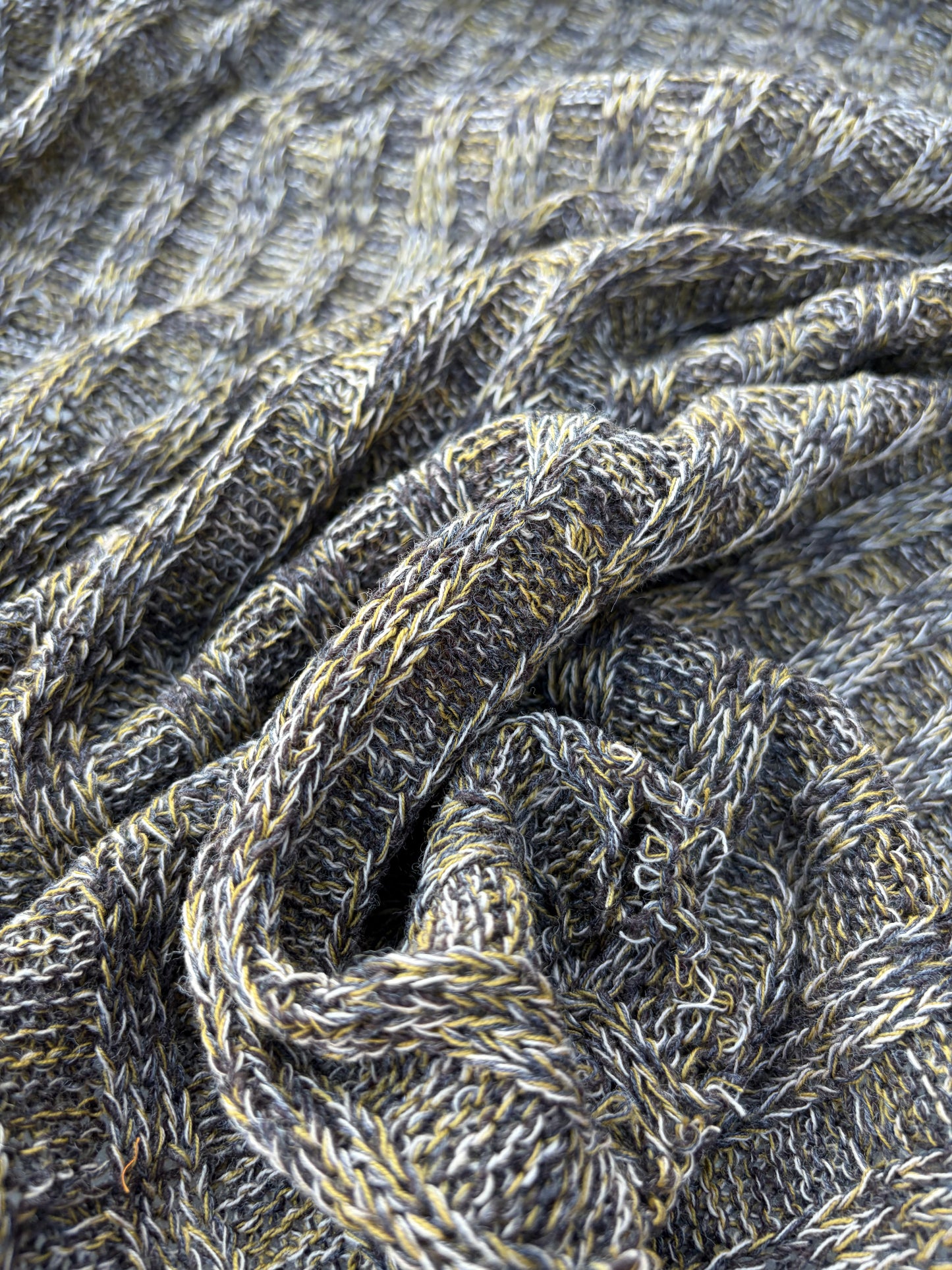 CHARLY 008 khaky/brown mélange knitted cable cotton/wool