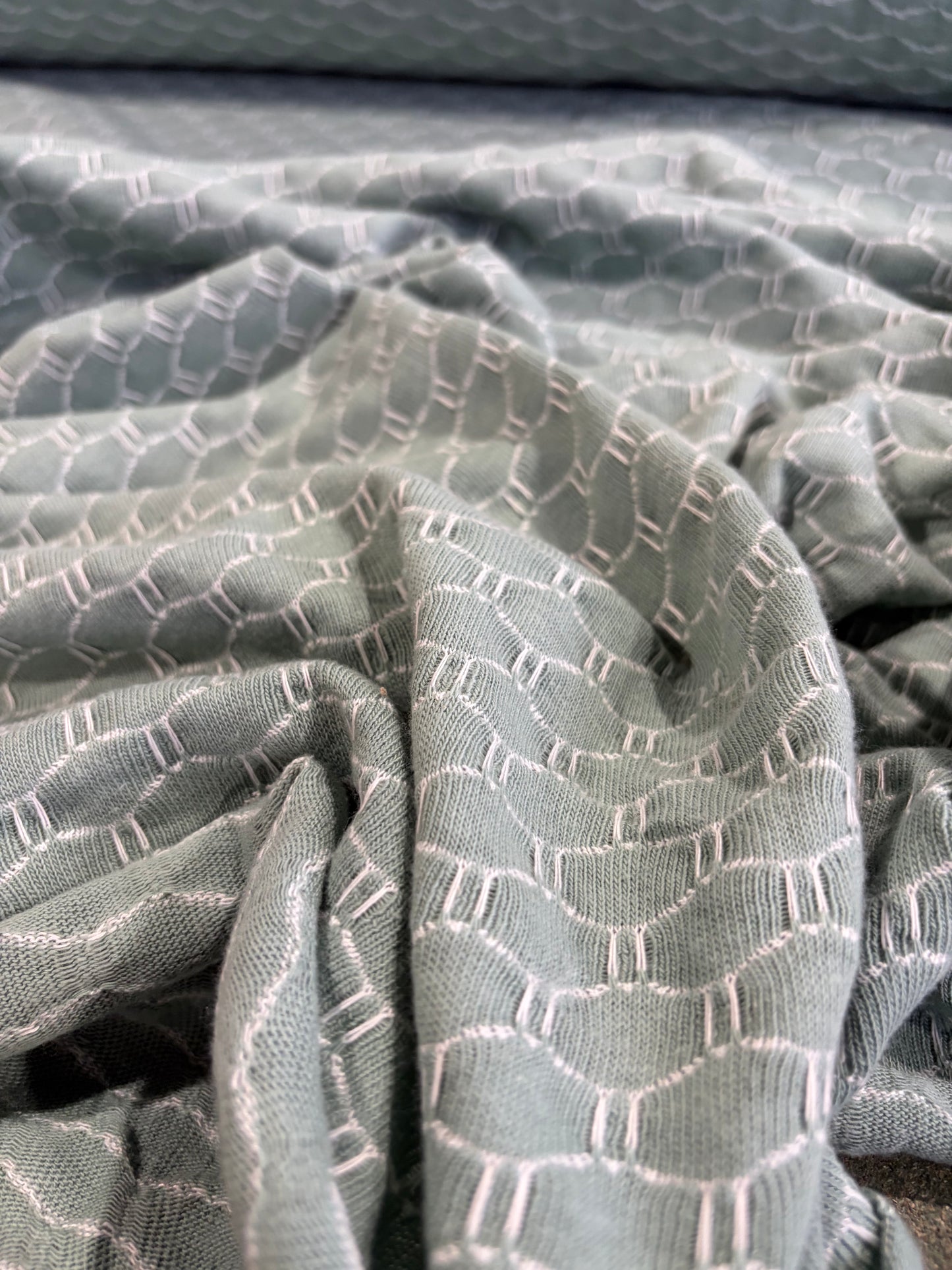 FREDO 034 cotton jersey jacquard sage green