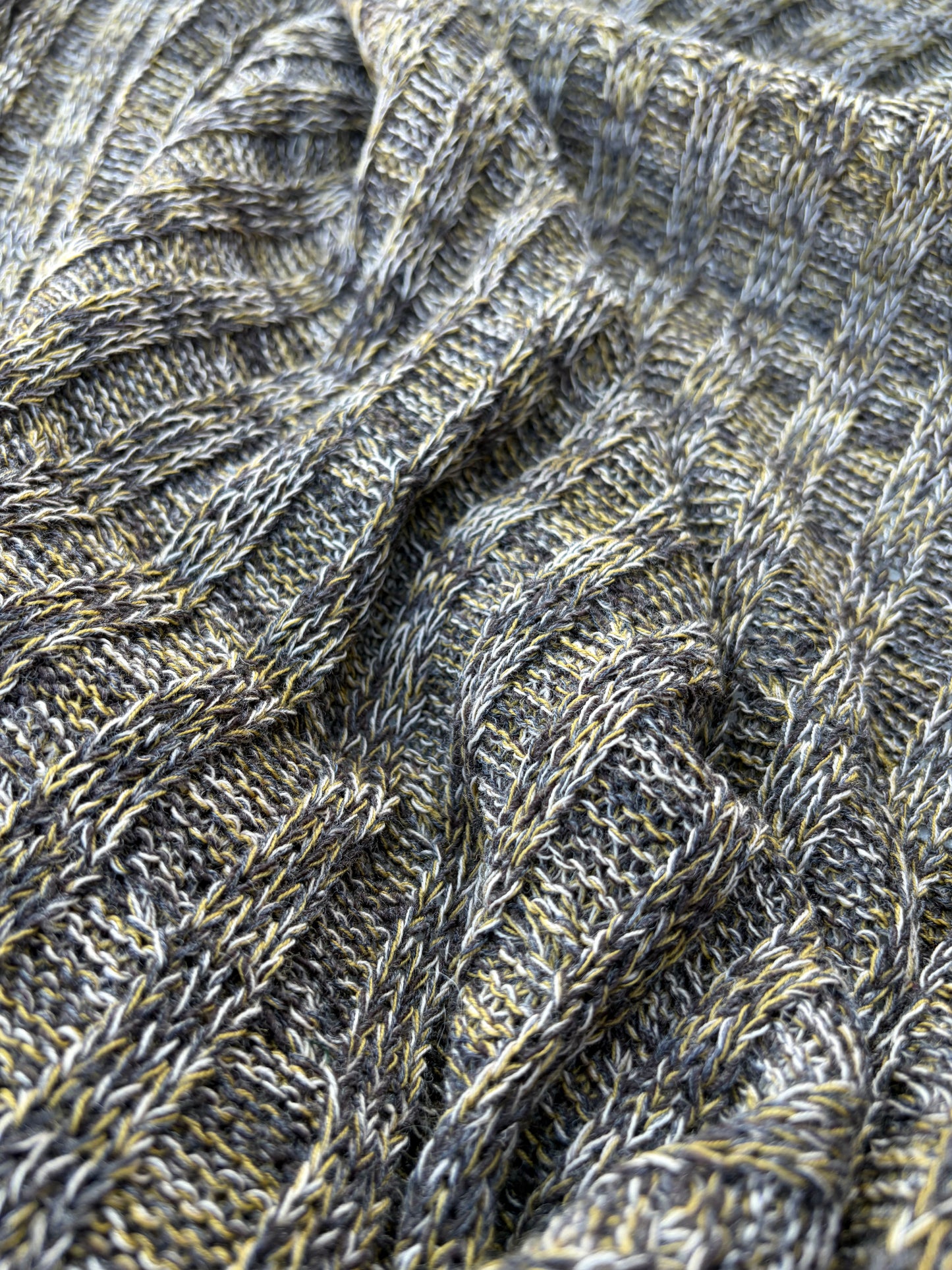 CHARLY 008 khaky/brown mélange knitted cable cotton/wool