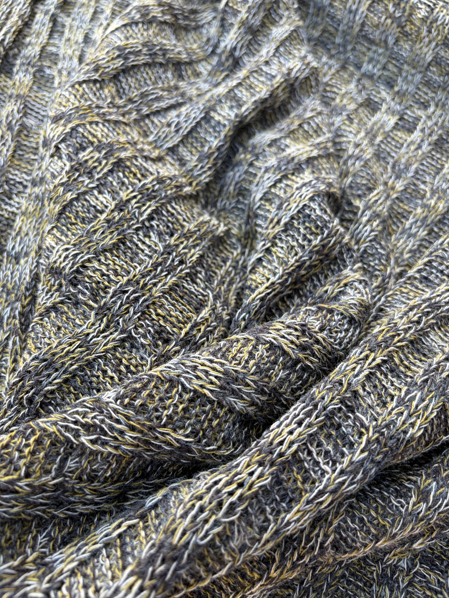 CHARLY 008 khaky/brown mélange knitted cable cotton/wool