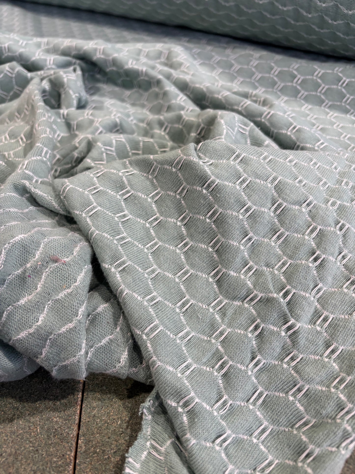 FREDO 034 cotton jersey jacquard sage green