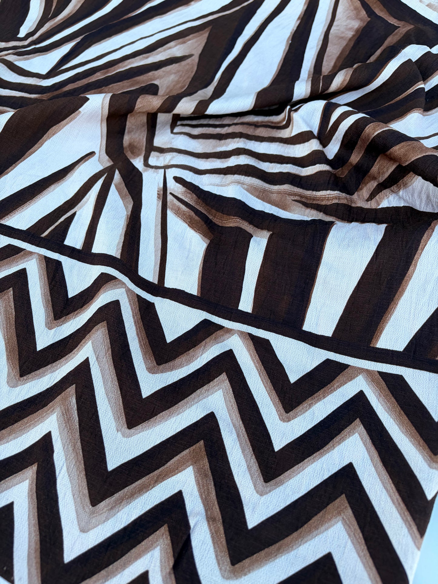CHARLY 013 brown/ecru double border print viscose crêpe