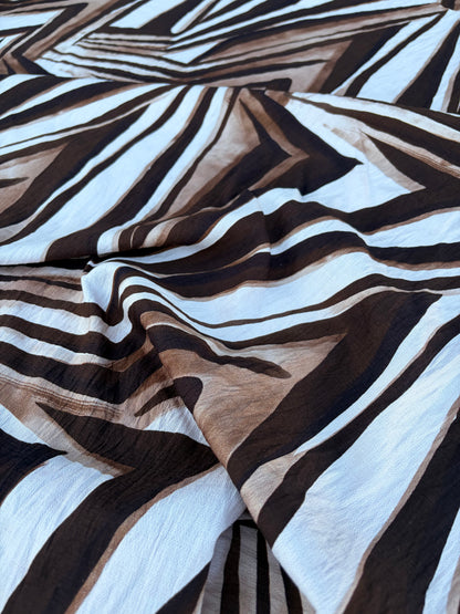 CHARLY 013 brown/ecru double border print viscose crêpe