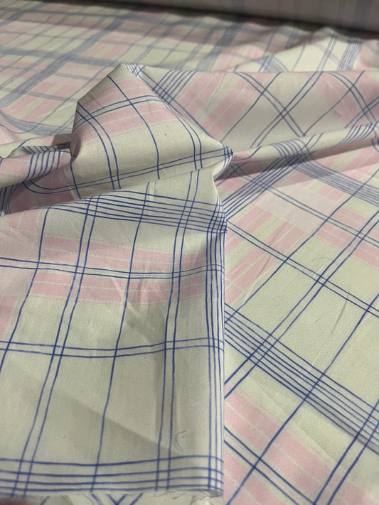 YVETTE 013 cotton poplin check indigo/pink