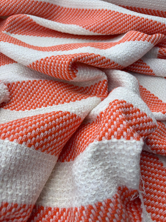 DANTE 009 cotton tweed Chanel style orange/white stripes