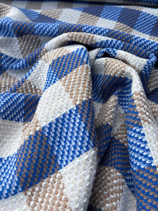 DANTE 011 cotton tweed Chanel style multicolore checks blue