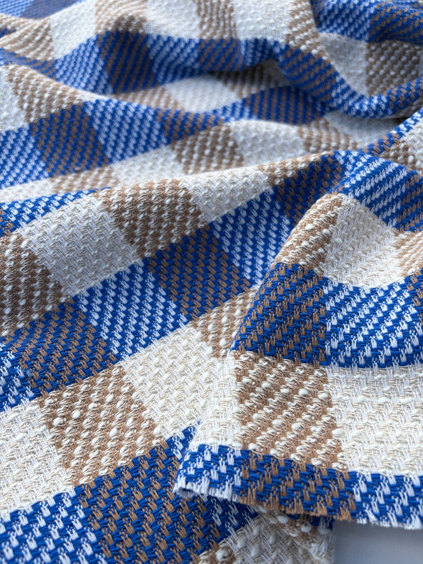 DANTE 011 cotton tweed Chanel style multicolore checks blue