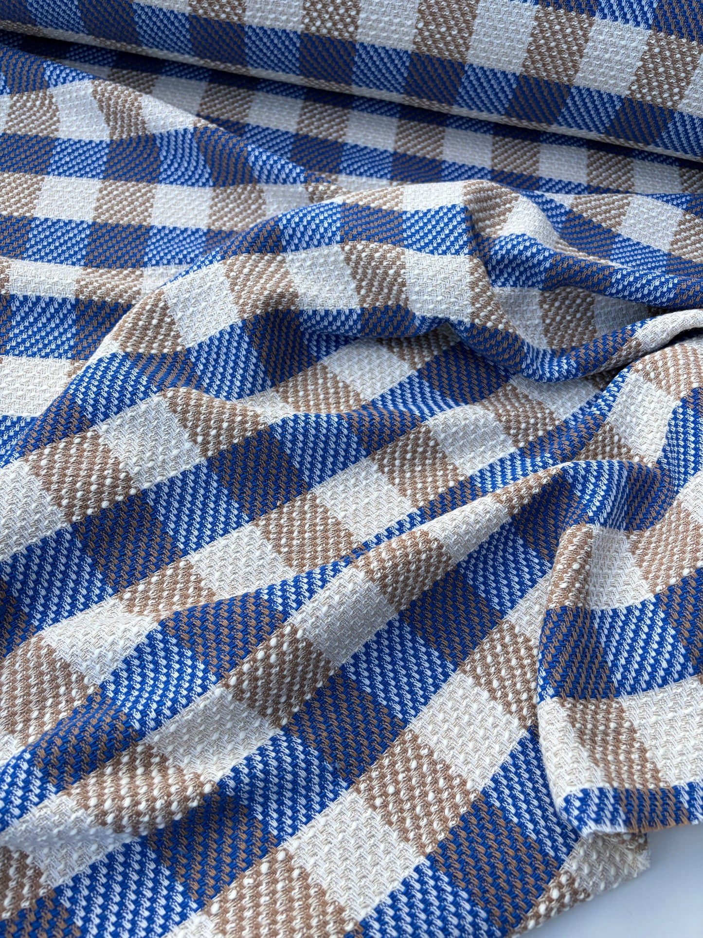 DANTE 011 cotton tweed Chanel style multicolore checks blue